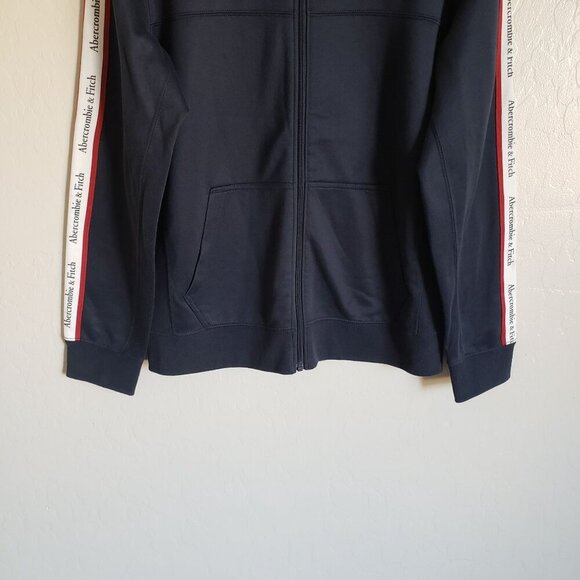 Abercrombie & Fitch Logo Tape Sleeve Tricot Track Jacket Blue Size Men's Small - Picture 4 of 10